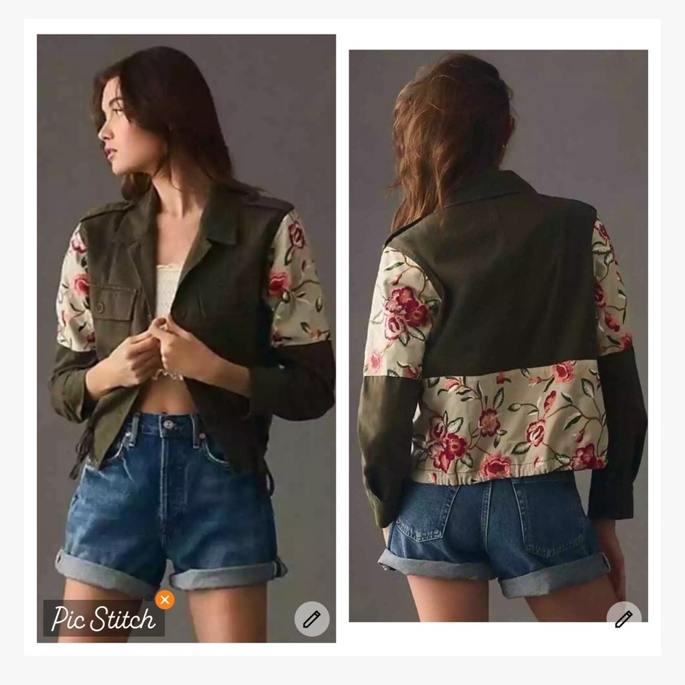 Anthropologie Tiny Leslie Embroidered Utility Jacket